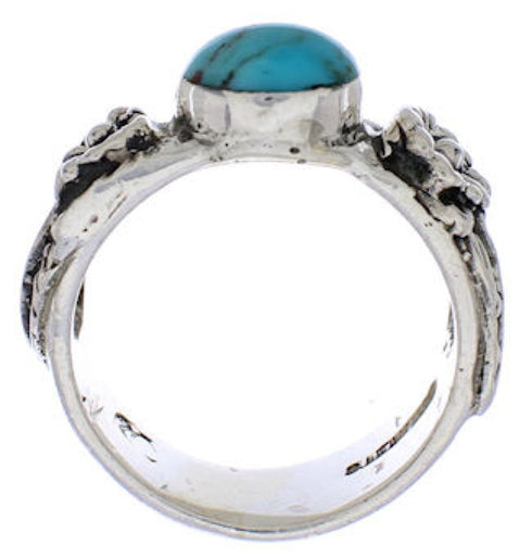 Sterling Silver Turquoise Southwestern Flower Ring Size 5 TX26899